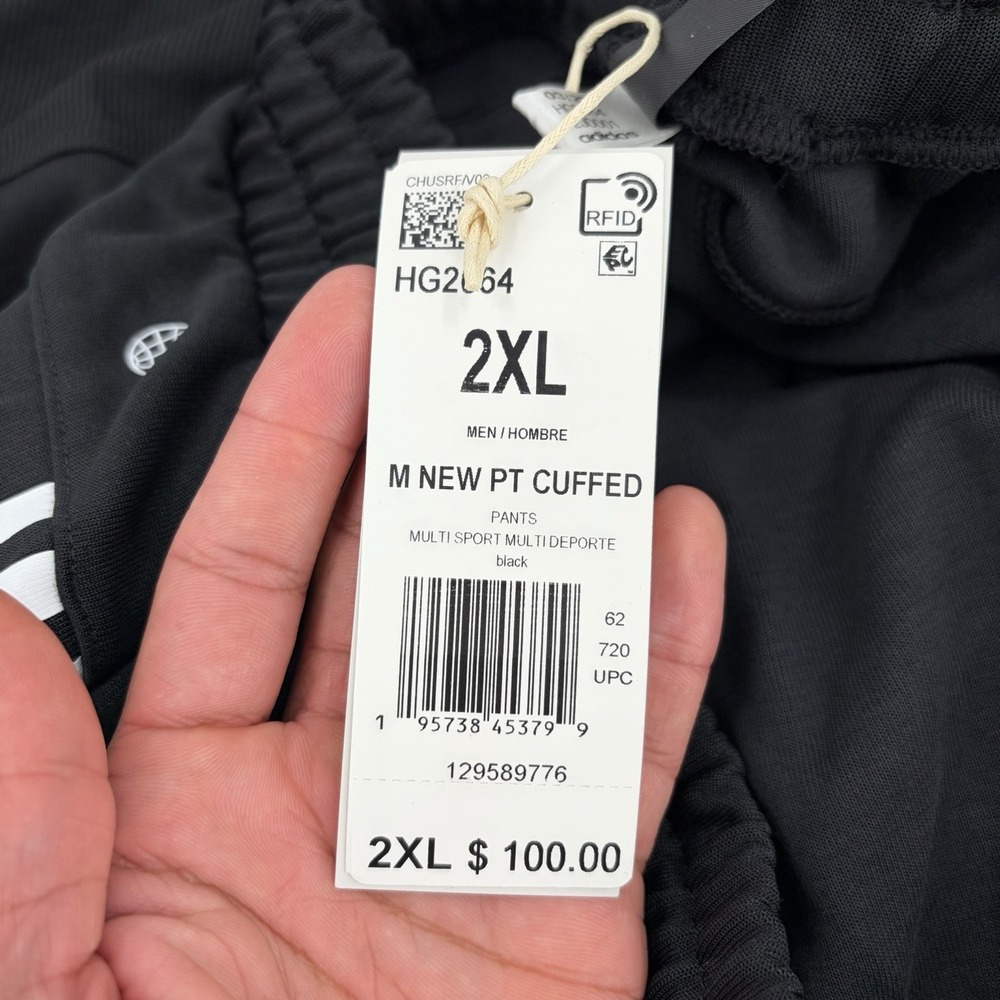 Adidas 3-Stripes‎ Black/White Cuffed Pants Men's 2XL (HG2064) Drawstring NWT - Picture 5 of 10